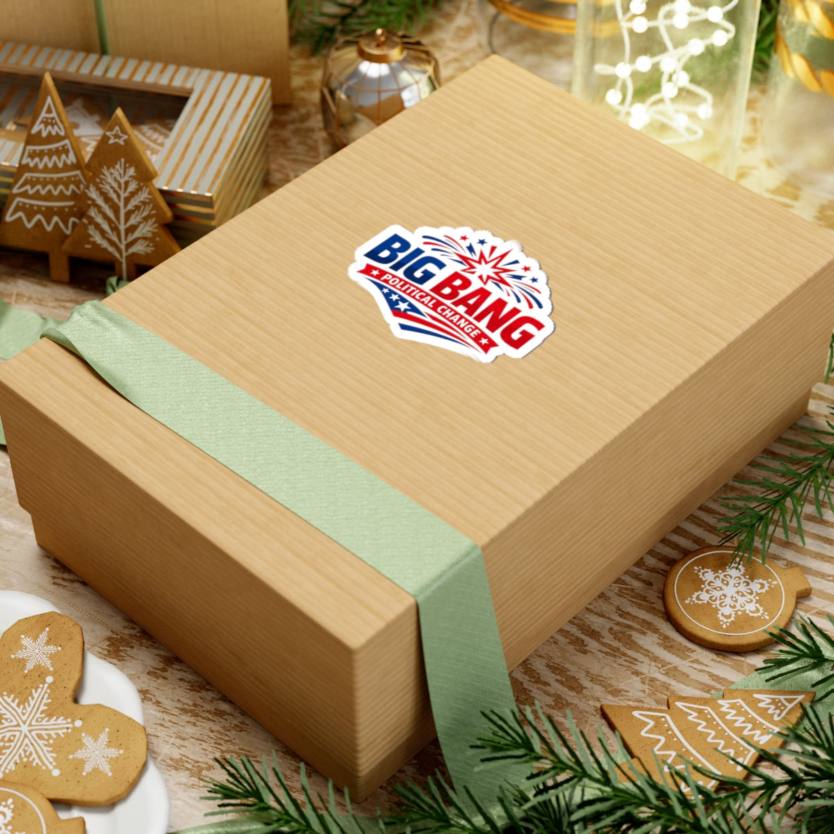 Political Sticker — "BIG BANG Political Change" Patriotic Kiss-Cut Sticker (Red, White & Blue)